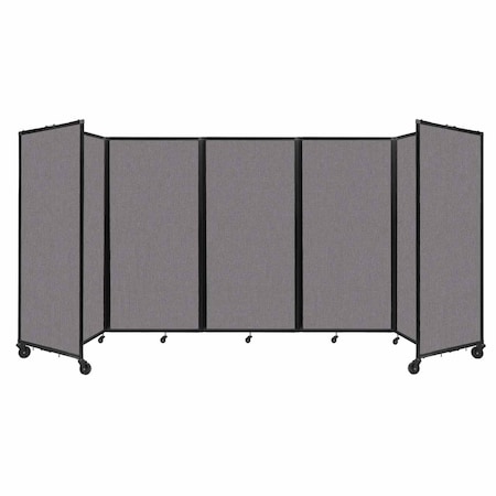 Versare Room Divider 360 Folding Portable Partition 14' x 6' Slate Fabric 1172519